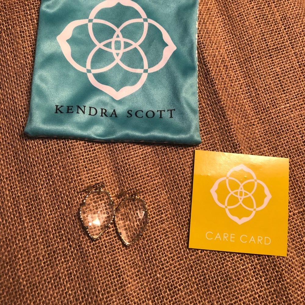 Kendra Scott gold and clear earrings